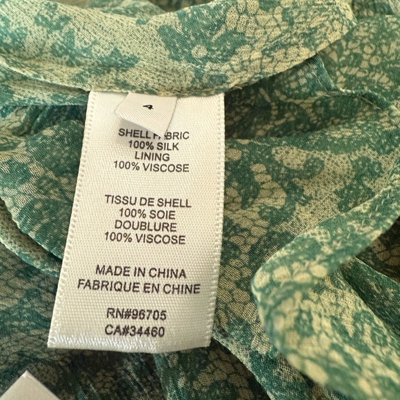 Floral Ruffle Long Sleeve Silk Chiffon Shirtdress Rebecca Taylor - Picture 13 of 13